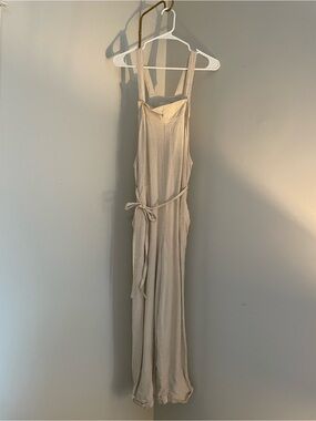 Linen-Blend Jumpsuit with Waist Tie